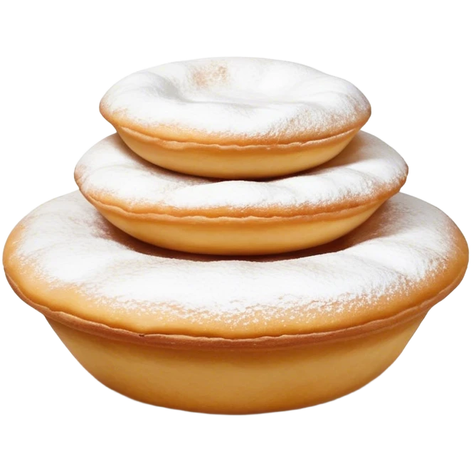 Cinematic Realistic image of simple round buñuelos, depicted with a lightly crisp, golden exterior and soft, airy interior, dusted with a subtle layer of powdered sugar and set against a rustic backdrop with warm, inviting lighting. emoji