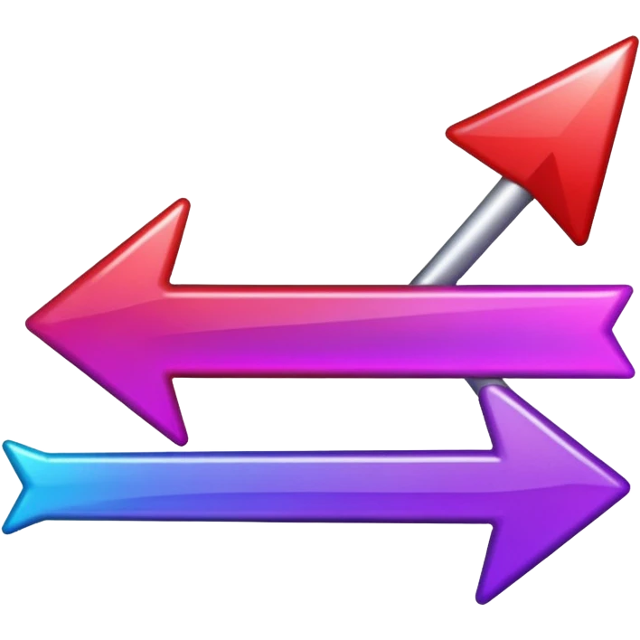 color gradient between red and purple glitter arrow emoji