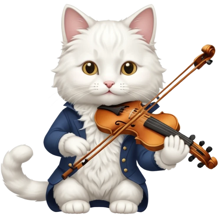 white cat play violin emoji