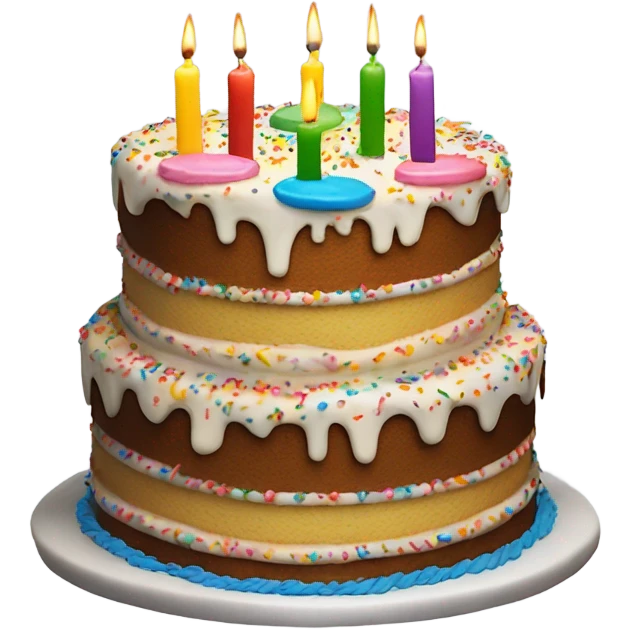 Realistic tiered colorful birthday cake  emoji