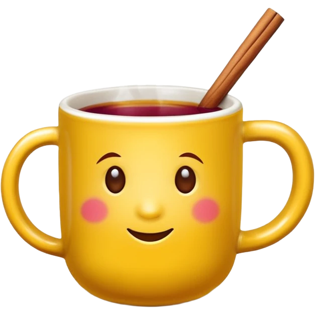 a yellow mug with steaming mulled wine without straw

 emoji