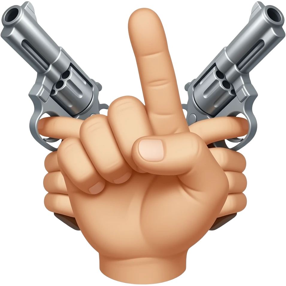 left hand guns up with index finger and thumb pointing up emoji