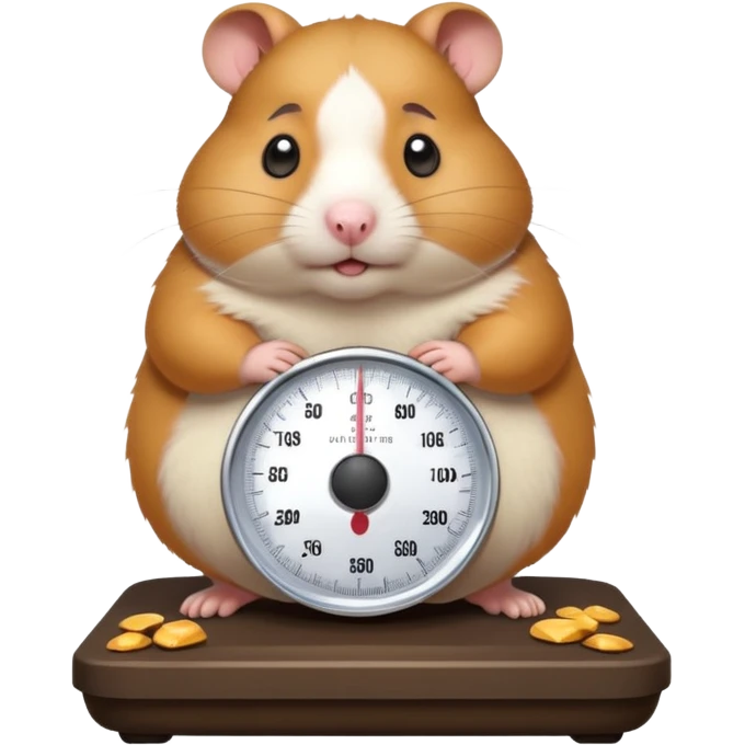 fat hamster big belly stepping on a broken scale looking guilty emoji
