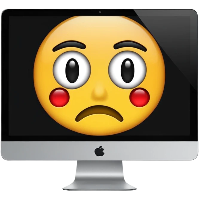make a computer screen with a error emoji no face like a glitch remove the face that's important emoji