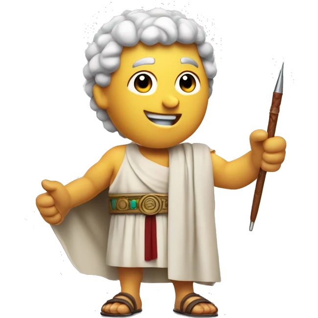 A senator in a toga, holding a writing quill in one hand and giving a thumbs-up with the other, as if approving something important. emoji