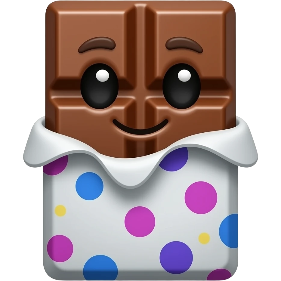 chocolate bar character with face, colorful emoji