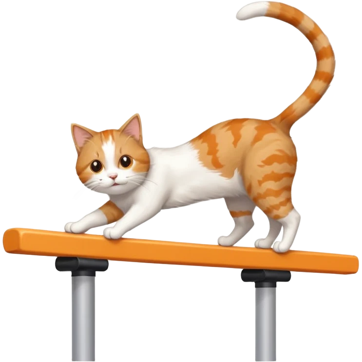 cat doing gymnastics on a network switch as a balance beam emoji