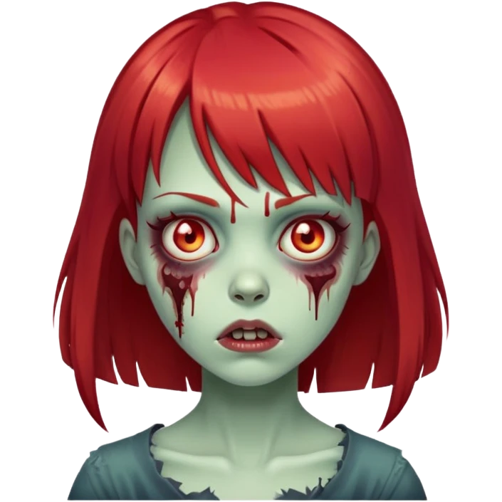 red hair zombie girl with bangs emoji