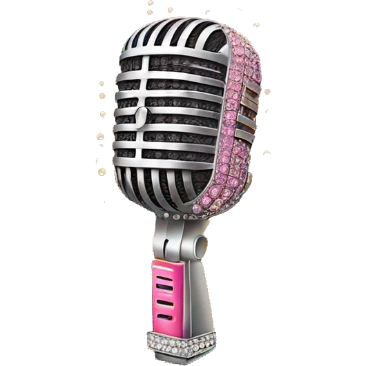 Orange and pink gradient microphone with rhinestones  emoji