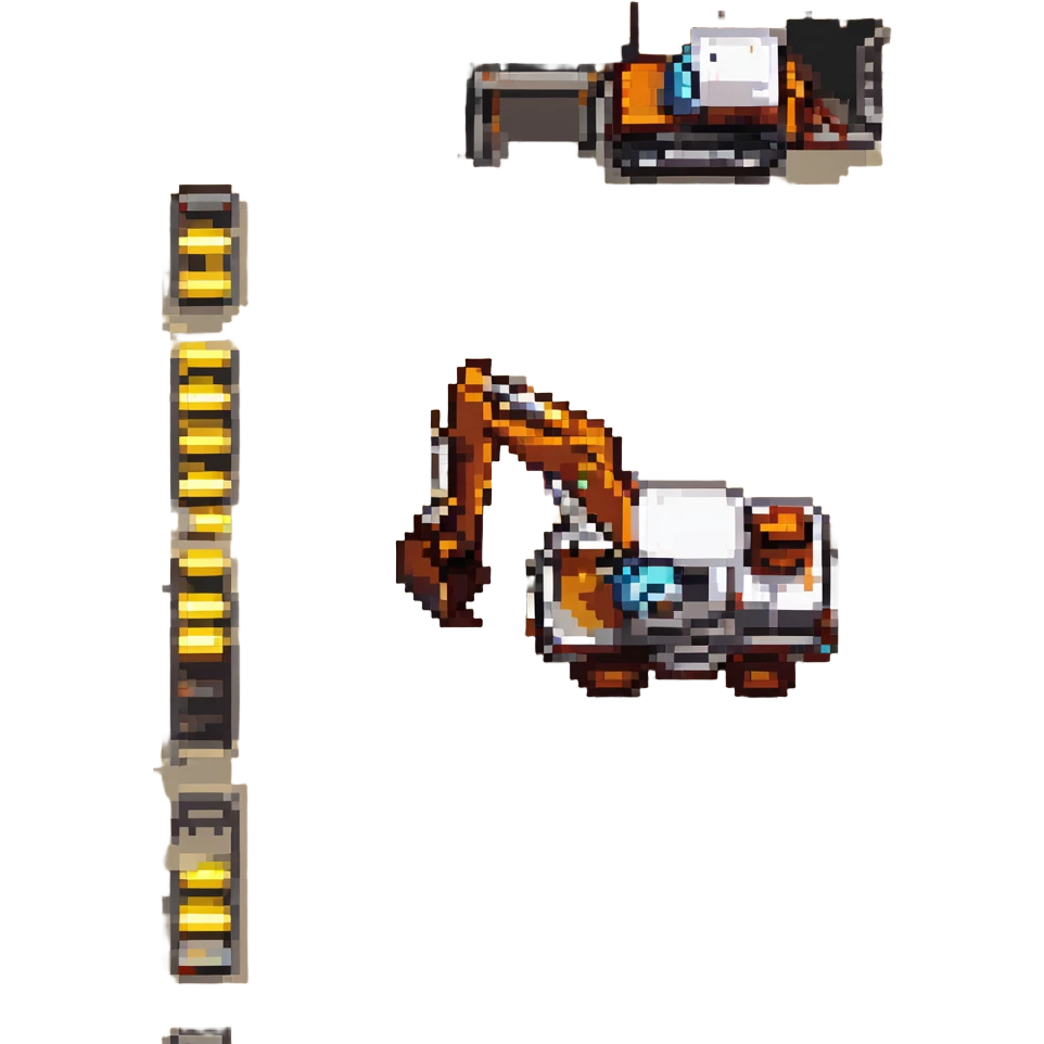 excavator digging at a construction site pixel art emoji