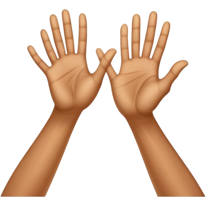A dynamic depiction of two open hands meeting mid-air in a celebratory palm touch. The hands are angled slightly towards each other, with a subtle motion blur or impact lines to indicate movement. A small burst of energy or spark appears at contact, excitement, teamwork, or shared success. emoji