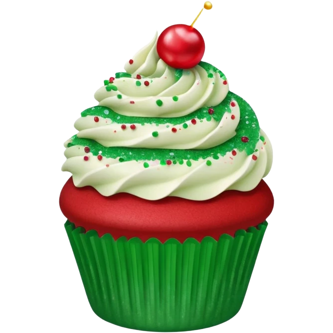 glitter red and green cupcake emoji