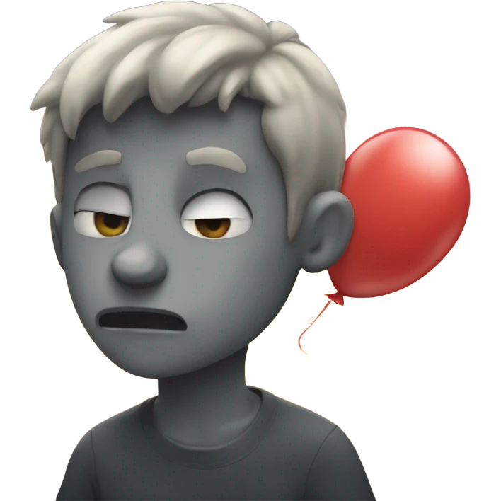 Sad boy blowing up a balloon  emoji