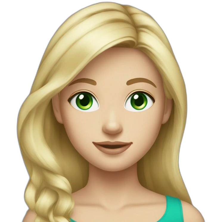 cute blonde green eyes caucasian daughter teal top emoji