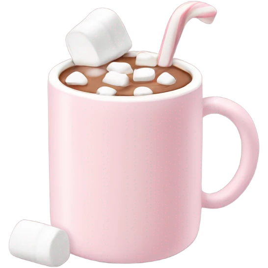 Light Pink mug of hot chocolate with marshmallows  emoji