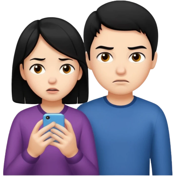 girl black hair ignore boy emoji