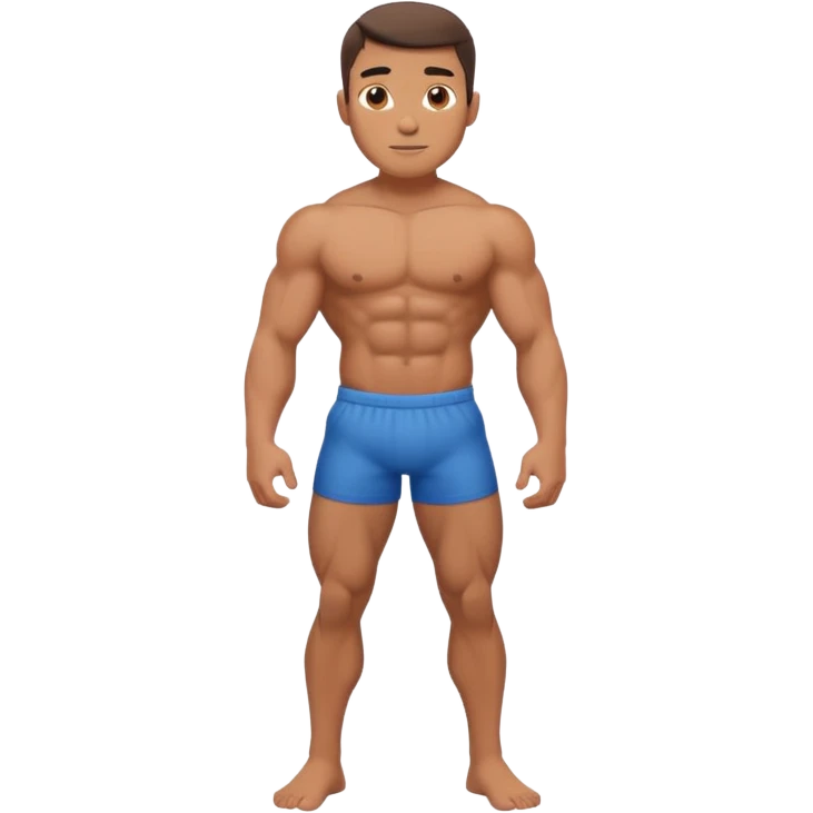 Shirtless buff guy posing but his legs are very small emoji