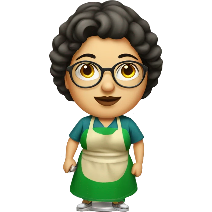 mexican chubby lady green apron  with glasses cooking tacos emoji