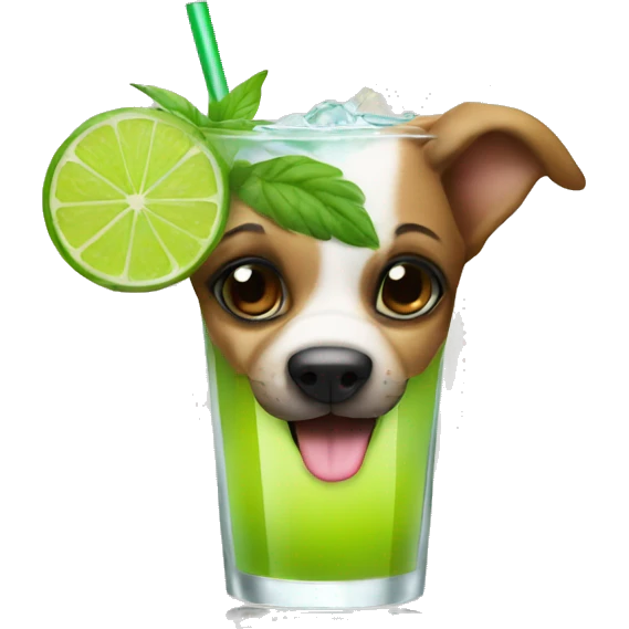 dog drinking mojito emoji