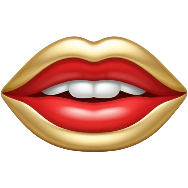 Chrome silver lips emoji, glossy metallic texture, iOS emoji style, smooth reflections, bold but minimal design, centered emoji