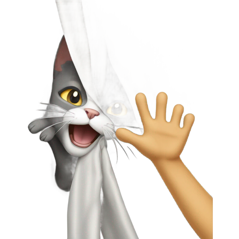 the cat clawed at the curtain on the window emoji