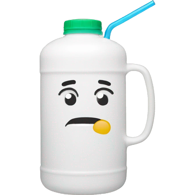 white 40 oz water container with handle and straw emoji