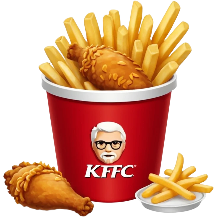 Plateau rouge de fast food avec dessus une bucket de poulet KFC des frite et un coca emoji