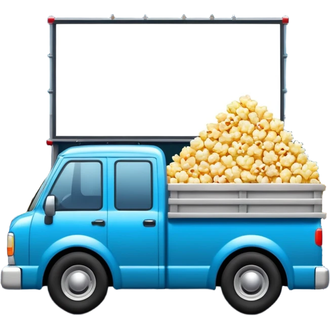 Drive in movies with popcorn and blankets on a truck bed emoji