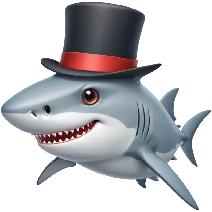 Shark with a top hat emoji