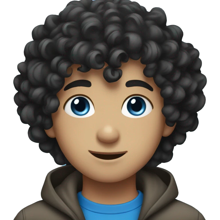 boy with black curly hair and blue eyes emoji