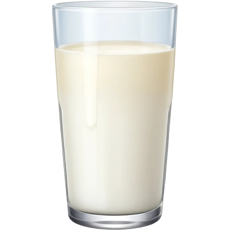 the drink is only milk white, The bottom and mouth of the glass are the same width and thin a toll, There is only white liquid inside, photo realistic, like a third from left emoji