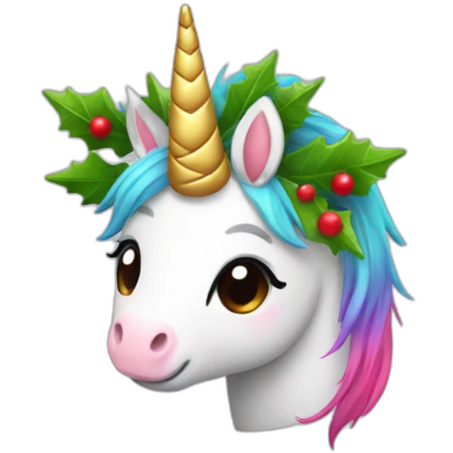 Cute unicorn with Christmas clothes emoji