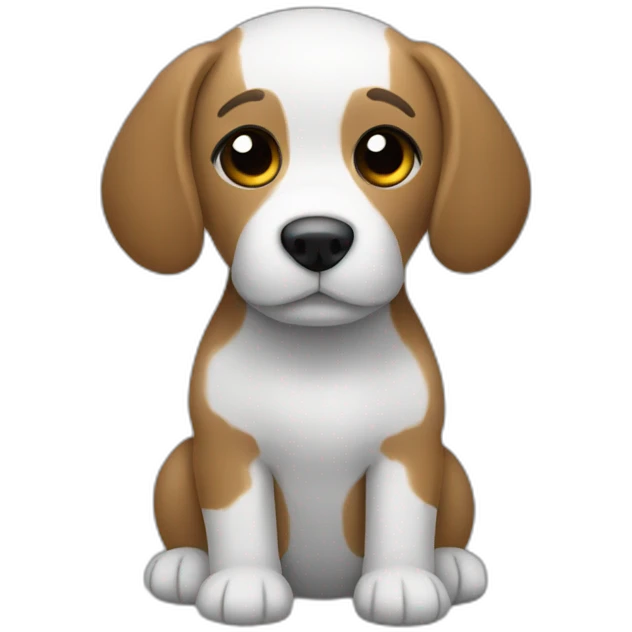 A stuffed toy dog (body is grey, head is brown, ears are long, nose is white) emoji