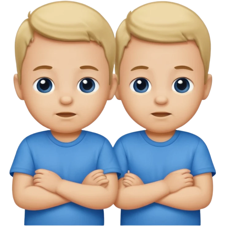 Twin baby boys with blue shirts on emoji