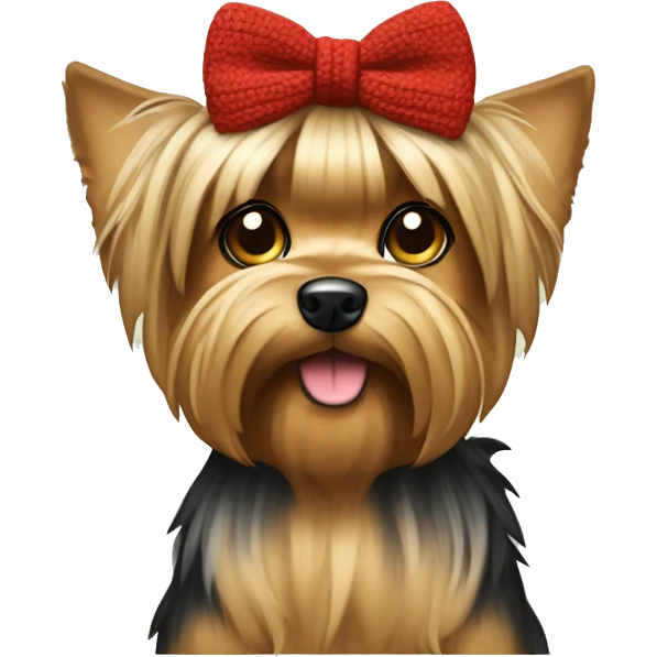 Giant Dog Yorkshire Terrier with bow on the head wearing Christmas sweater  emoji