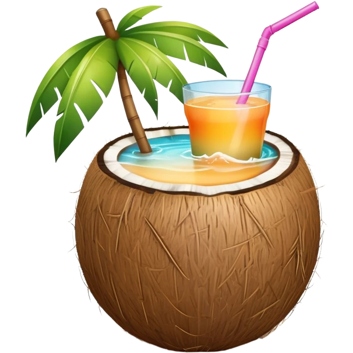 A tropical beach drink out of a coconut  emoji