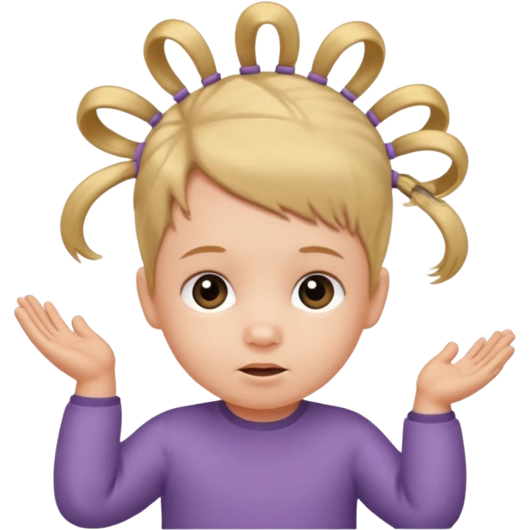 1 year old with a mini elastic holding a small group of hair on top of head. emoji