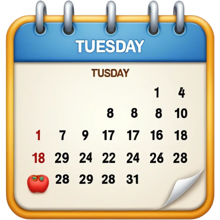 a calendar that says “Tuesday.” emoji