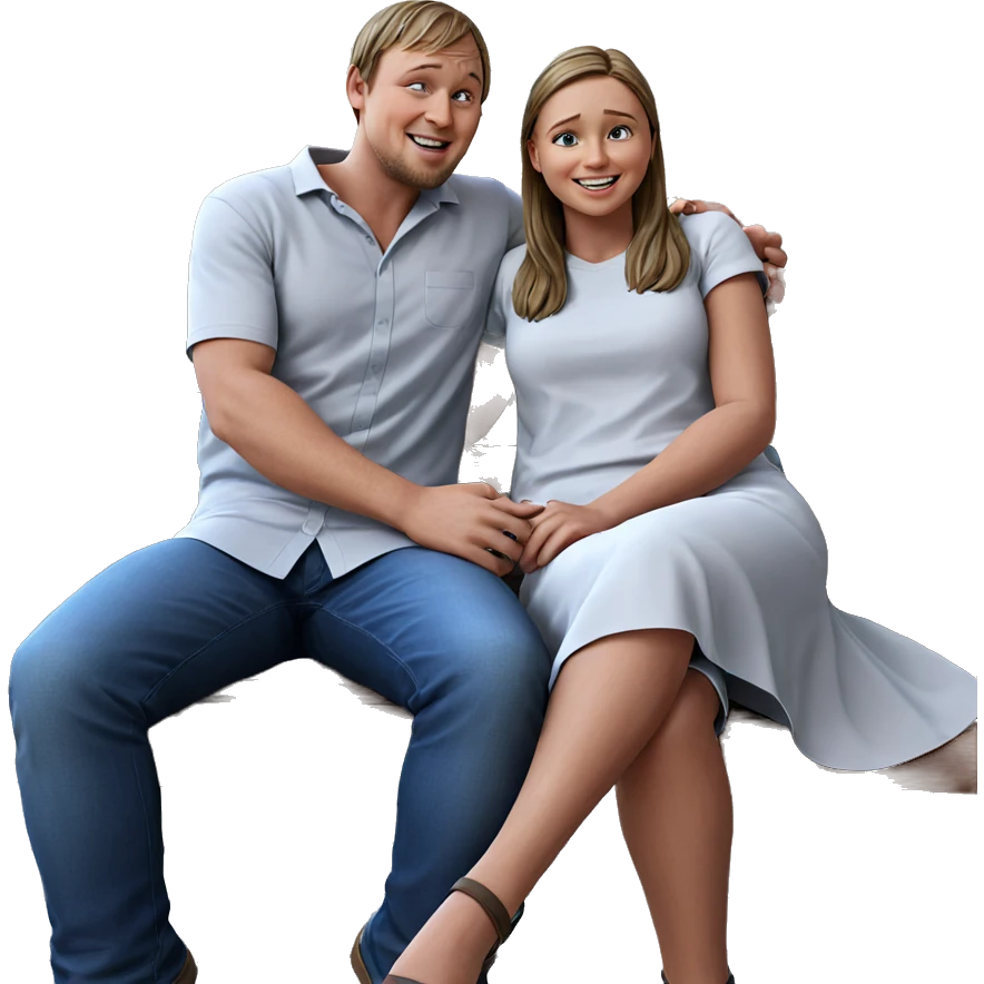 happy couple outdoors on bench emoji