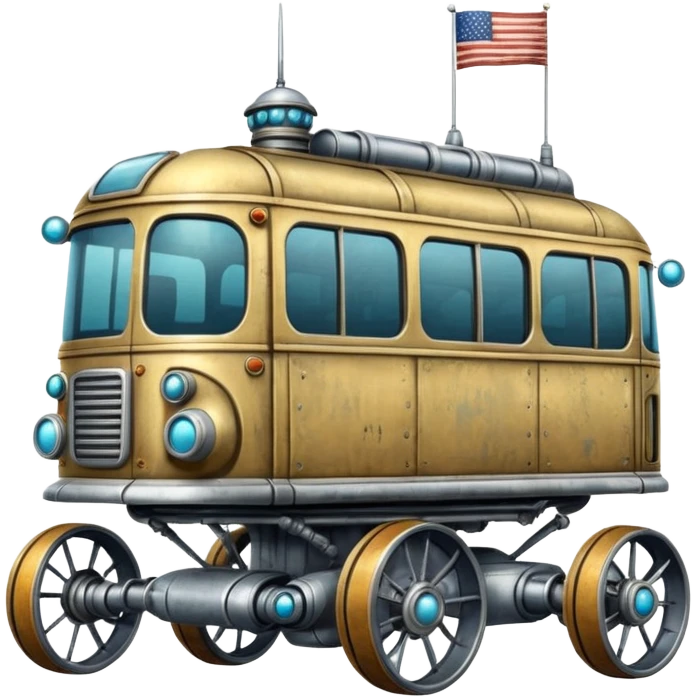  antique tall bus robotic twelve passenger Moon rover  emoji