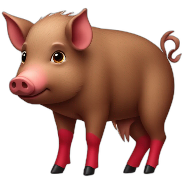 Wild pig with big red velvet shoes emoji