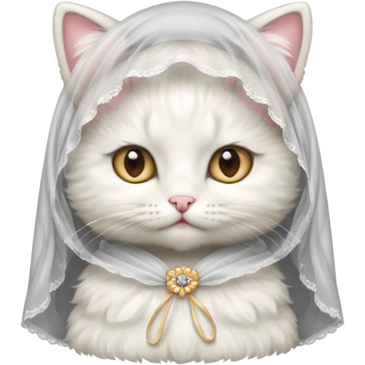 White kitty wearing a veil emoji