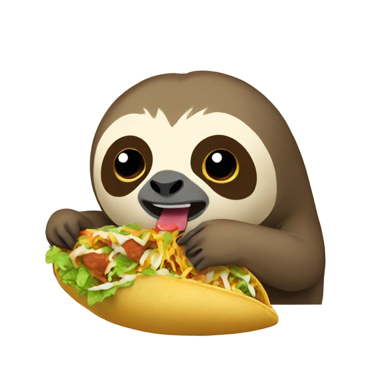 Sloth eating a taco emoji