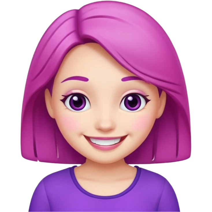 purple, pink and cute cartoony emoji