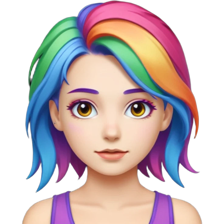 A naked women with rainbow hair emoji