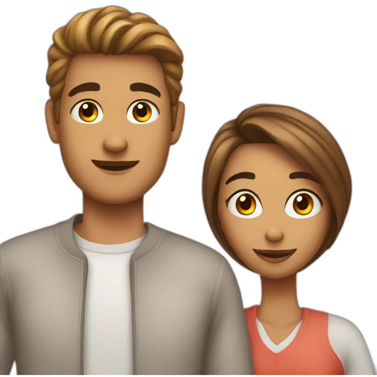 Girl with her boyfriend selfie emoji