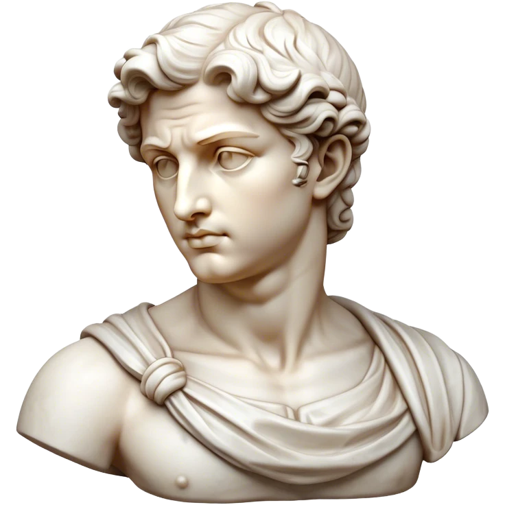 Cinematic Realistic Michelangelo's David Sculpture Emoji, depicted as a masterful Renaissance statue with idealized proportions and a serene noble expression, rendered with lifelike marble textures and soft classical lighting that captures its timeless beauty. emoji