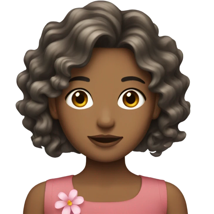 Pretty girl with wavy brunette hair with a flower clip emoji