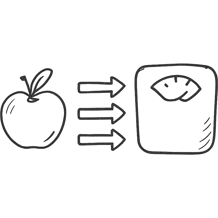 intermediate step of a diet, schematic style, drawing on white paper, isolated on white background emoji