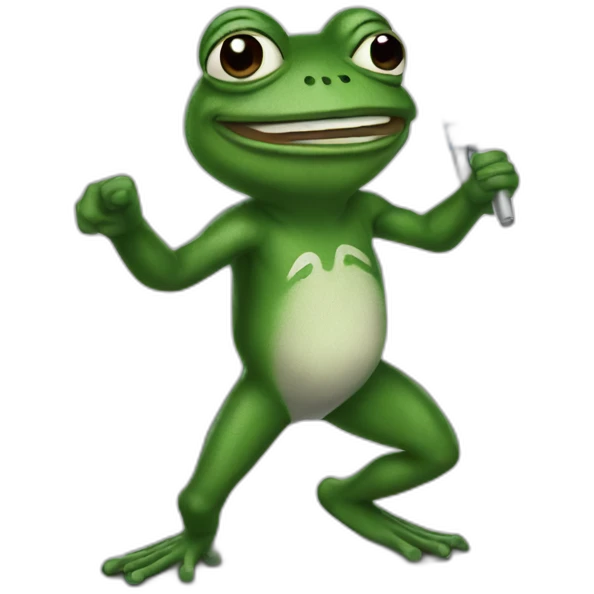 Pepe the frog holding Quebec flag emoji